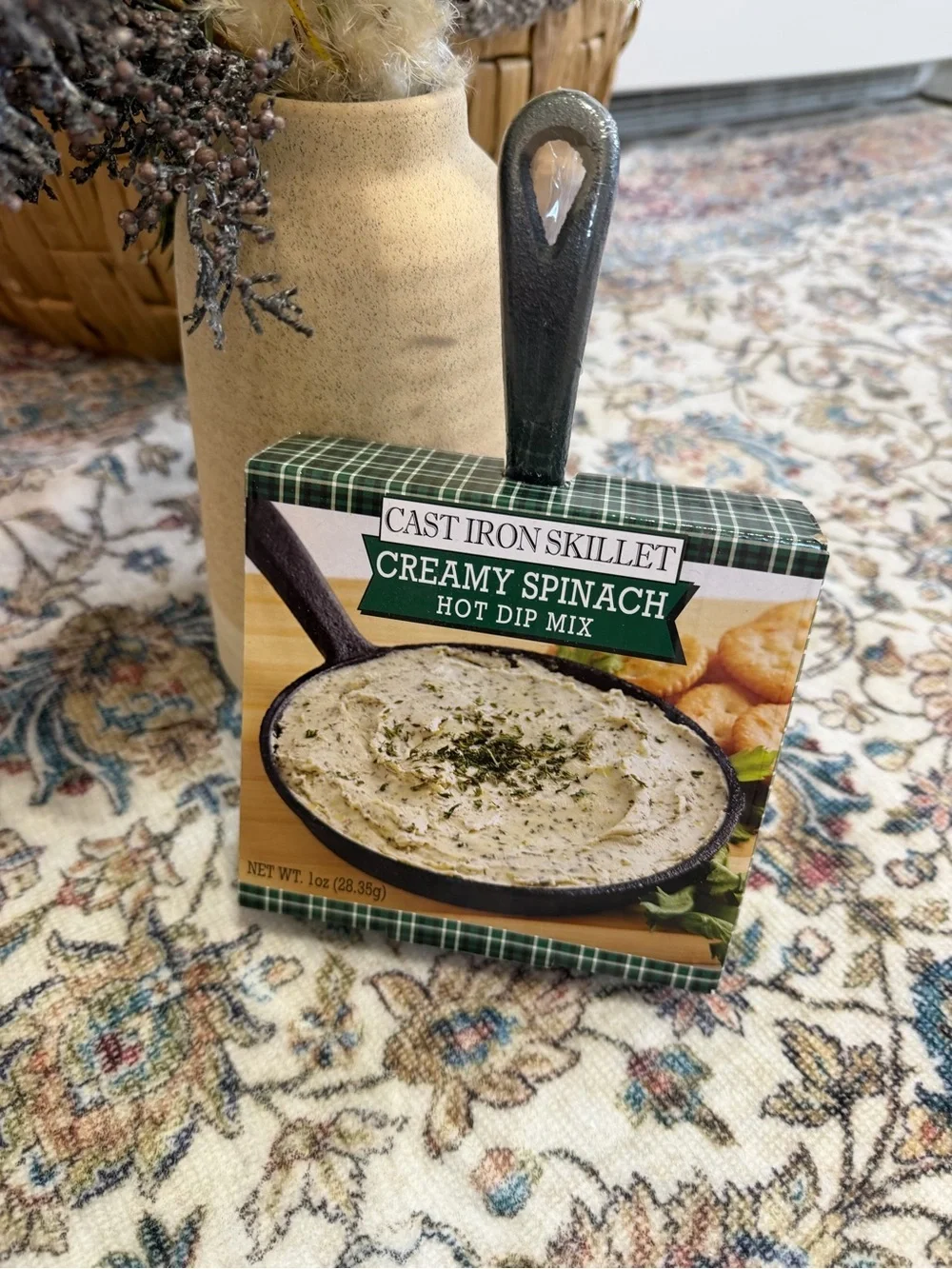 New Mini Cast Iron Skillet Gift Set with Creamy Spinach Hot Dip Mix